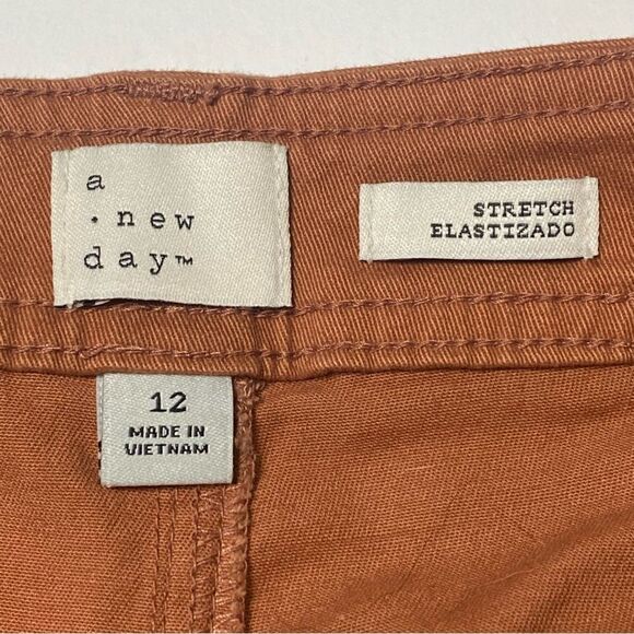 NWT A New Day Stretch Elastizado Slim High Rise Rust Colored Pants Women Size 12 - Picture 11 of 15